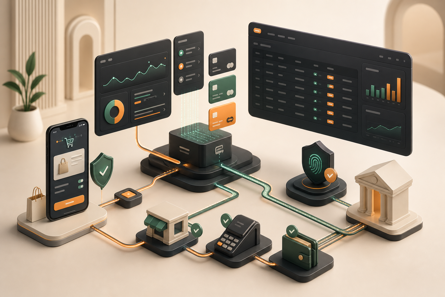 Connected checkout, routing, security and settlement tools